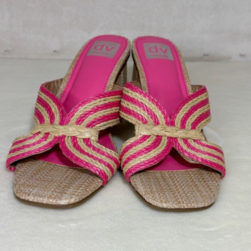 Dolce Vita Women’s Hot Pink and Tan Block Heel Sandals
